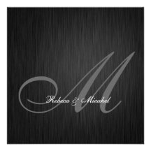 Faire-part de mariage noir élégant de monogramme