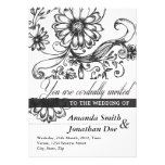 Faire-part de mariage noir et blanc de fleur invitations
