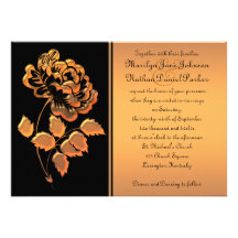 Faire-part de mariage noir et de cuivre de pivoine