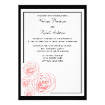 Faire-part de mariage, noir et rouge sensibles de 