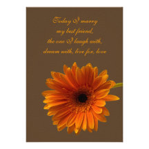 Faire-part de mariage orange de marguerite de Gerb