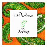 Faire-part de mariage orange et vert électrique de