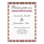 Faire-part de mariage pourpre de plaid invitations