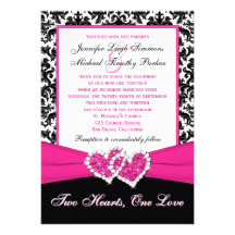 Faire-part de mariage rose blanc noir de coeurs de