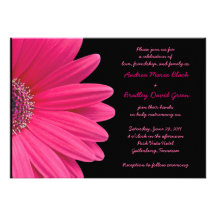 Faire-part de mariage rose de Gerbera - rose et no