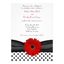 Faire-part de mariage rouge blanc noir de margueri