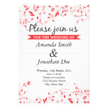 Faire-part de mariage rouge de fleur invitations