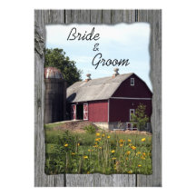 Faire-part de mariage rouge de grange