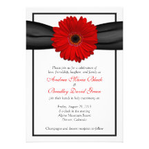 Faire-part de mariage rouge de ruban de noir de ma