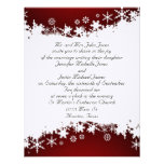 Faire-part de mariage rouge et blanc de flocon de 