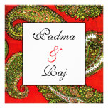 Faire-part de mariage rouge vif de Paisley