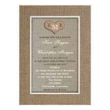 Faire-part de mariage rustique de toile de jute av