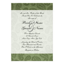 Faire-part de mariage vert de Paisley