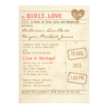 Faire-part de mariage vintage de carte de biblioth