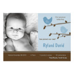 faire-part de naissance bleu de photo de Birdsl du