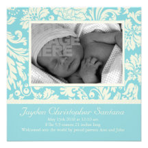 Faire-part de naissance - bleu layette floral
