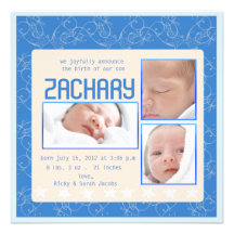 Faire-part de naissance bleu moderne