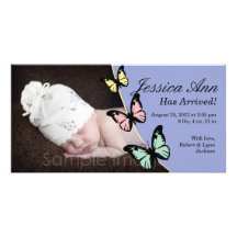 Faire-part de naissance de bébé avec des papillons photocartes