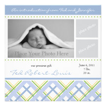 Faire-part de naissance de garçon - carte photo