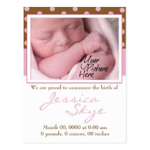 Faire-part de naissance de Jessica Skye Carte Postale