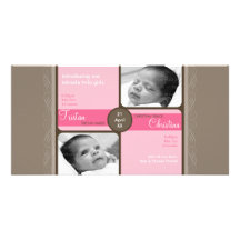 FAIRE-PART DE NAISSANCE DE PHOTO DE JUMEAUX : : 5L CARTES DE VŒUX AVEC PHOTO
