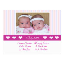 Faire-part de naissance de photo de jumeaux cartes postales