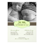 Faire-part de naissance élégant de jumeaux : Vert 