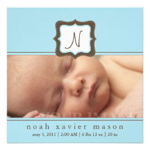 Faire-part de naissance initial bleu