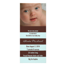 Faire-part de naissance moderne - bleu et rayure d