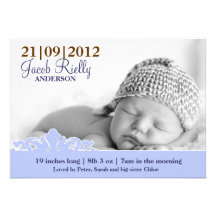 Faire-part de naissance moderne de photo de bébé