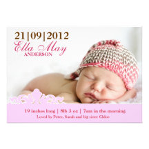Faire-part de naissance moderne de photo de bébé