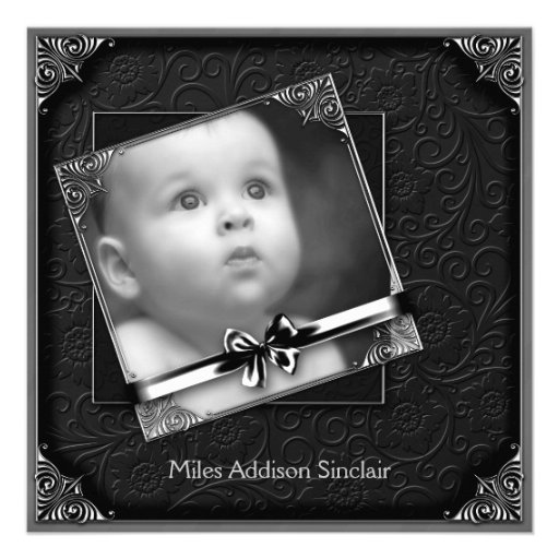 Faire-part de naissance noir élégant de photo de d