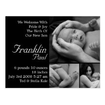 Faire-part de naissance personnalisable customisé carte postale