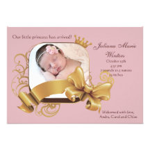 Faire-part de naissance rose carré royal de photo