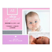 Faire-part de naissance vintage de photo de bébé
