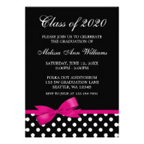 Faire-part rose d'obtention du diplôme de pois d'a invitations