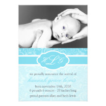 Faire-part sophistiqué de bébé (bleu)