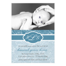 Faire-part sophistiqué de bébé (bleu en acier)
