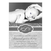 Faire-part sophistiqué de bébé (gris)