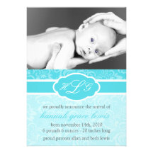 Faire-part sophistiqué de bébé (Teal)