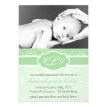 Faire-part sophistiqué de bébé (vert)