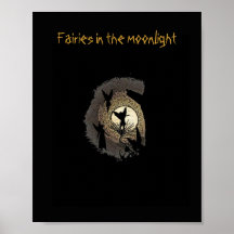 Fairies in the moonlight. print