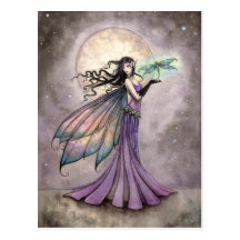 Fairy and Dragonfly Mystical Fantasy Art Postcard