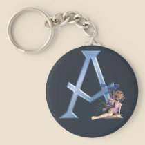 Fairy Blue Monogram A keychains