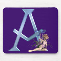 Fairy Blue Monogram A mousepads