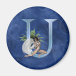 Fairy Blue Monogram U Fridge Magnets