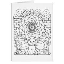 Fairy Cat and Rose Window Greeting Cards