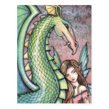Fairy Dragon Postcard by Molly Harrison