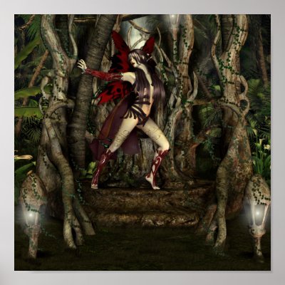 fairy forest print, sexy fairy in the woods by moonlake
