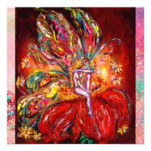 FAIRY IN RED  yellow  green pink Personalized Announcement